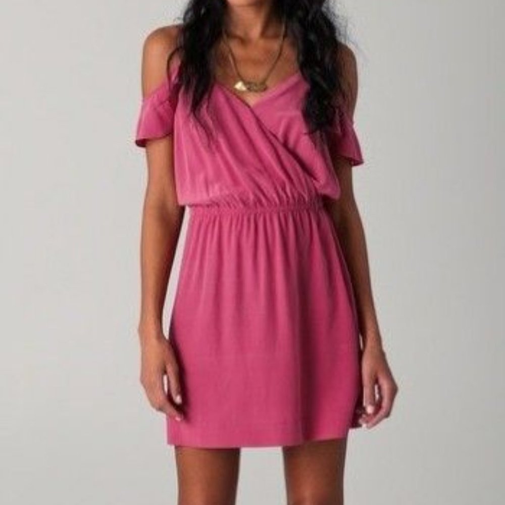😍STUNNING! JOIE hot pink silk dress M